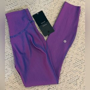 Lululemon NWT Base Pace High-Rise Crop 23" *Two-Tone Ribbed Psychic / Sonic Pink